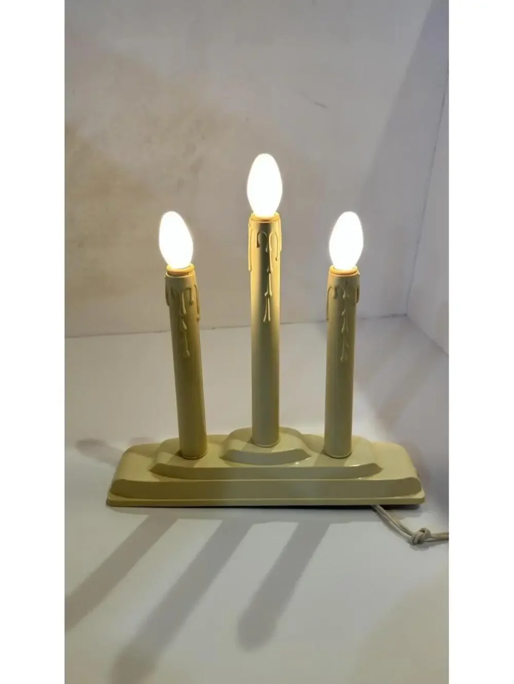 Pair Of Vintage 3-Light Candolier Electric Christmas Candle Window Candle